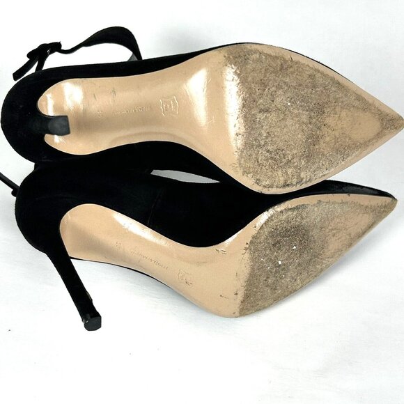 GIANVITO ROSSI Size 8 Black Suede Ankle Strap Stiletto Pigalle Pump EU 38 Womens - Picture 9 of 12